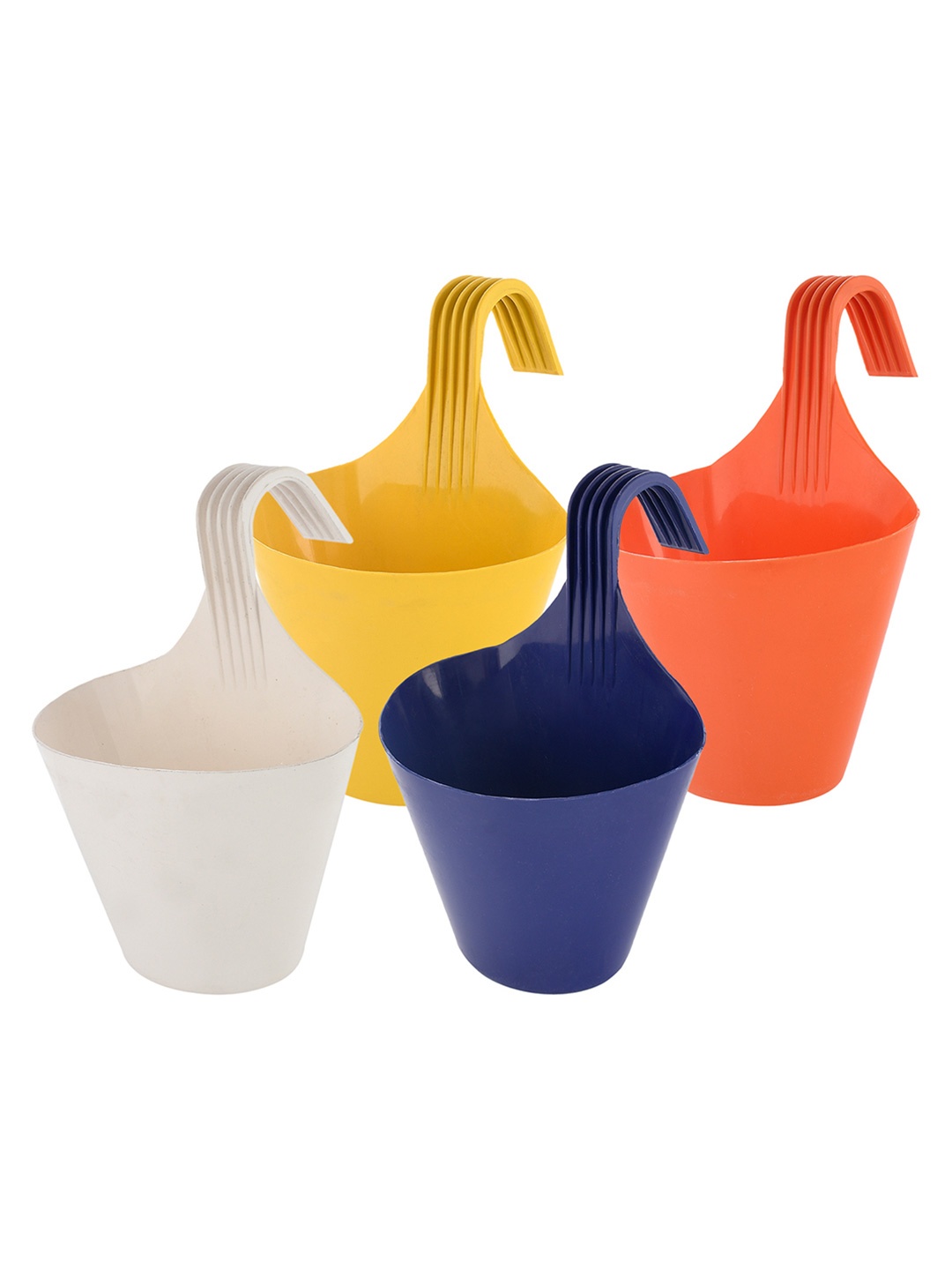 

Kuber Industries Yellow & White 4 Pieces Single Hook Planters