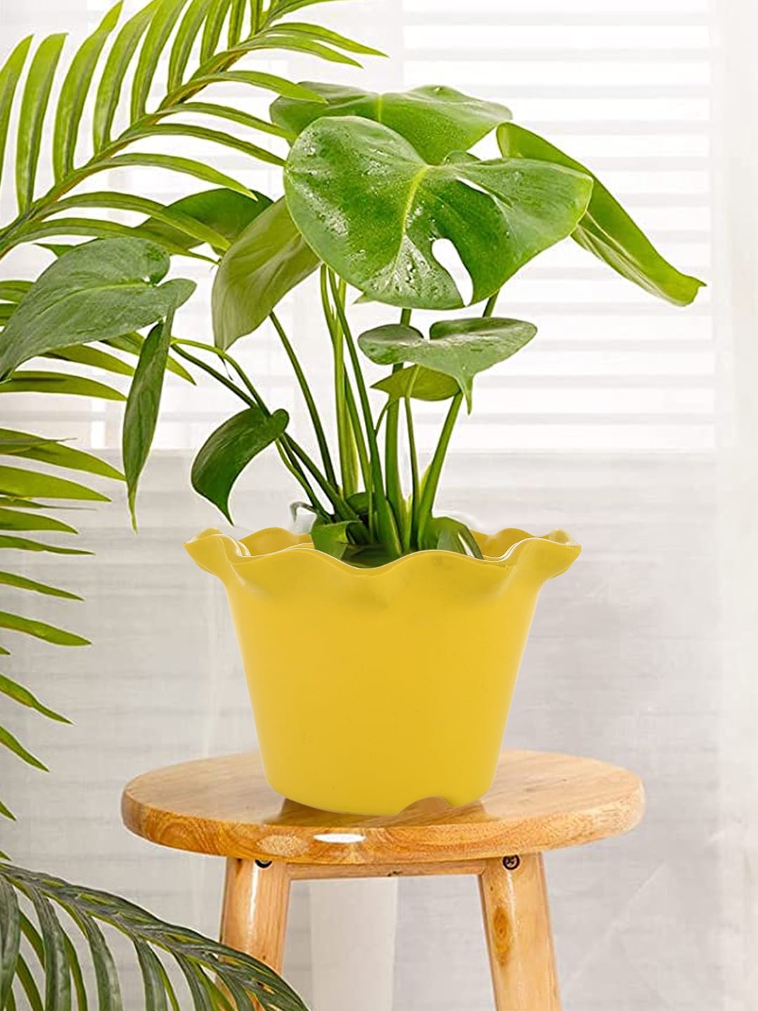 

Kuber Industries Yellow 4 Pcs Blossom Flower Pots