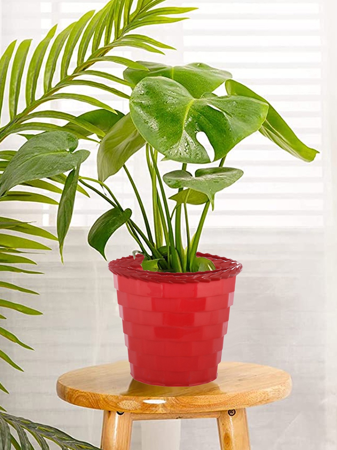 

Kuber Industries Pack of 5 Red Solid Brick Flower Pot
