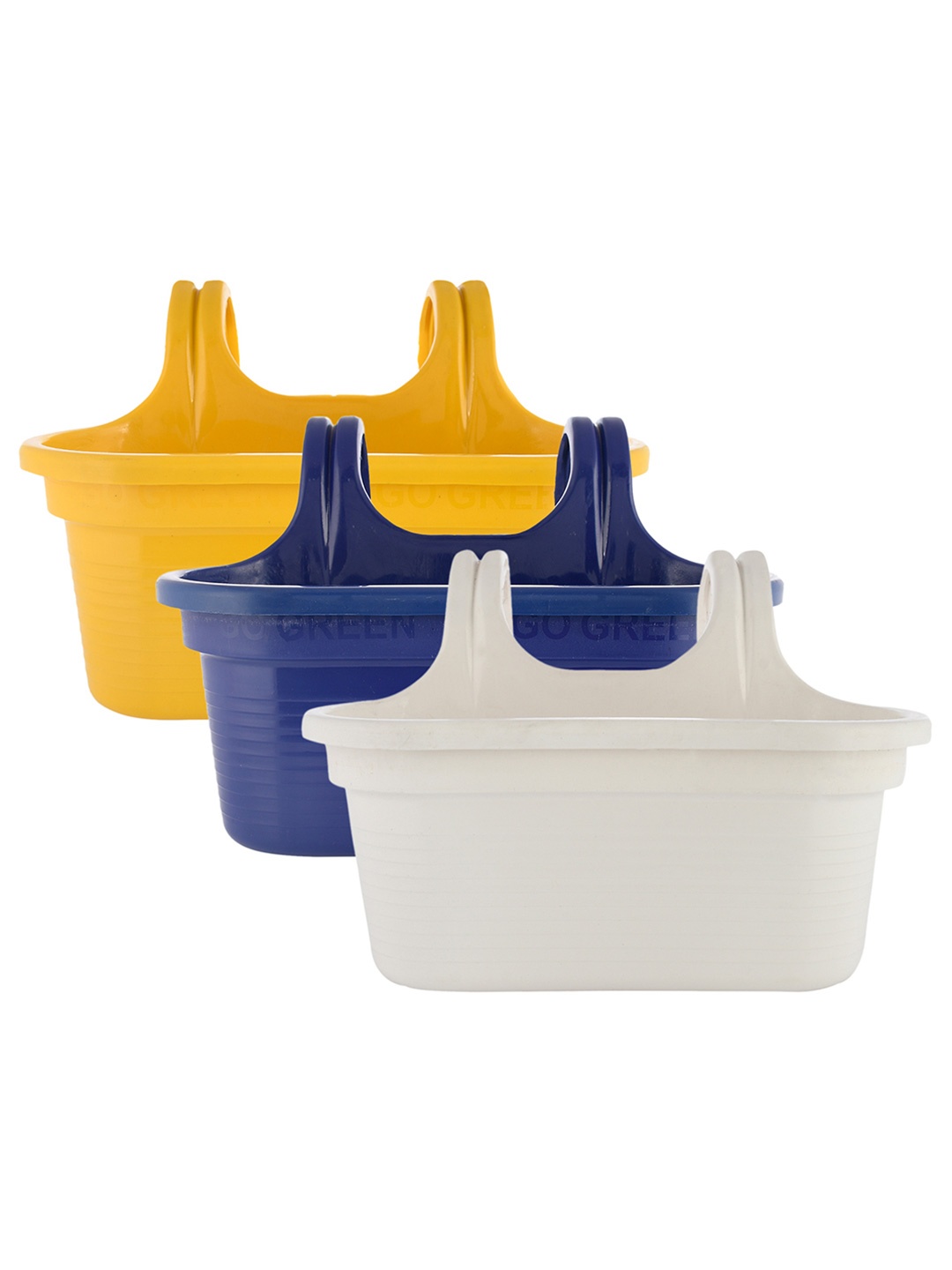 

Kuber Industries Blue &Yellow 3 Pieces Double Hook Planters