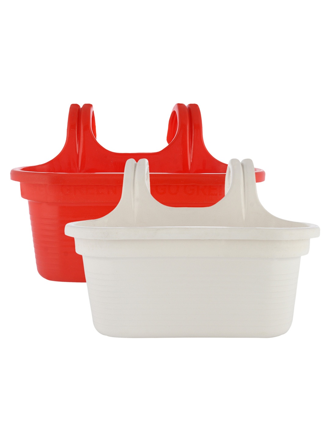 

Kuber Industries Pack of 2 Solid Single Hook Planters, White
