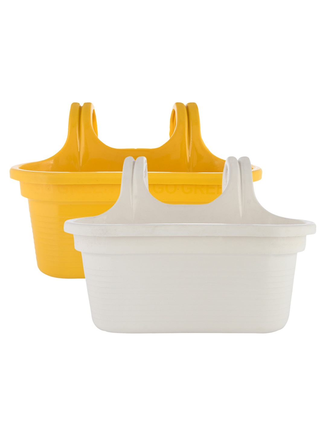 

Kuber Industries White & Yelloe 2 Pieces Double Hook Planters