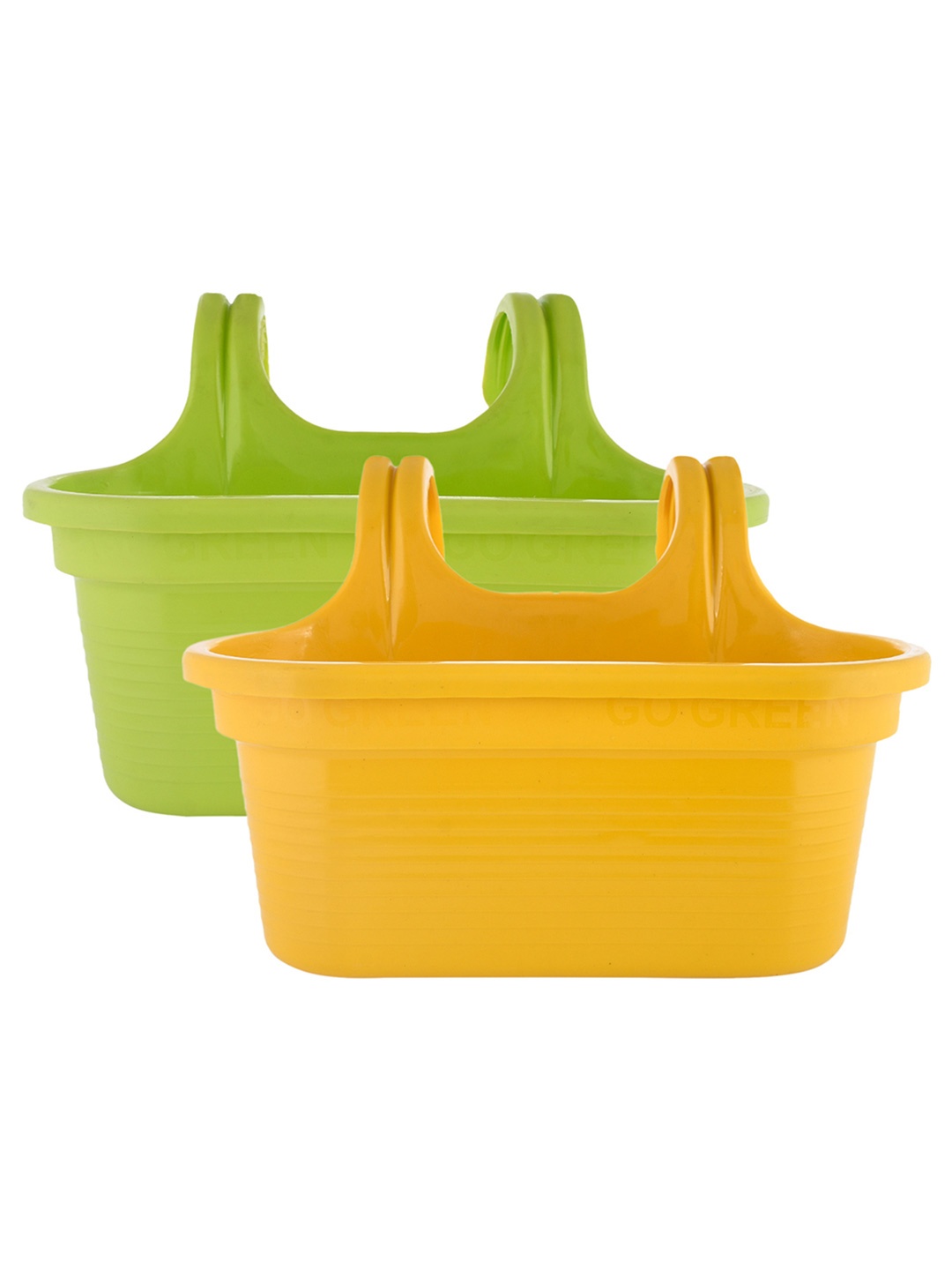 

Kuber Industries Green & Yellow 2 Pieces Double Hook Planters