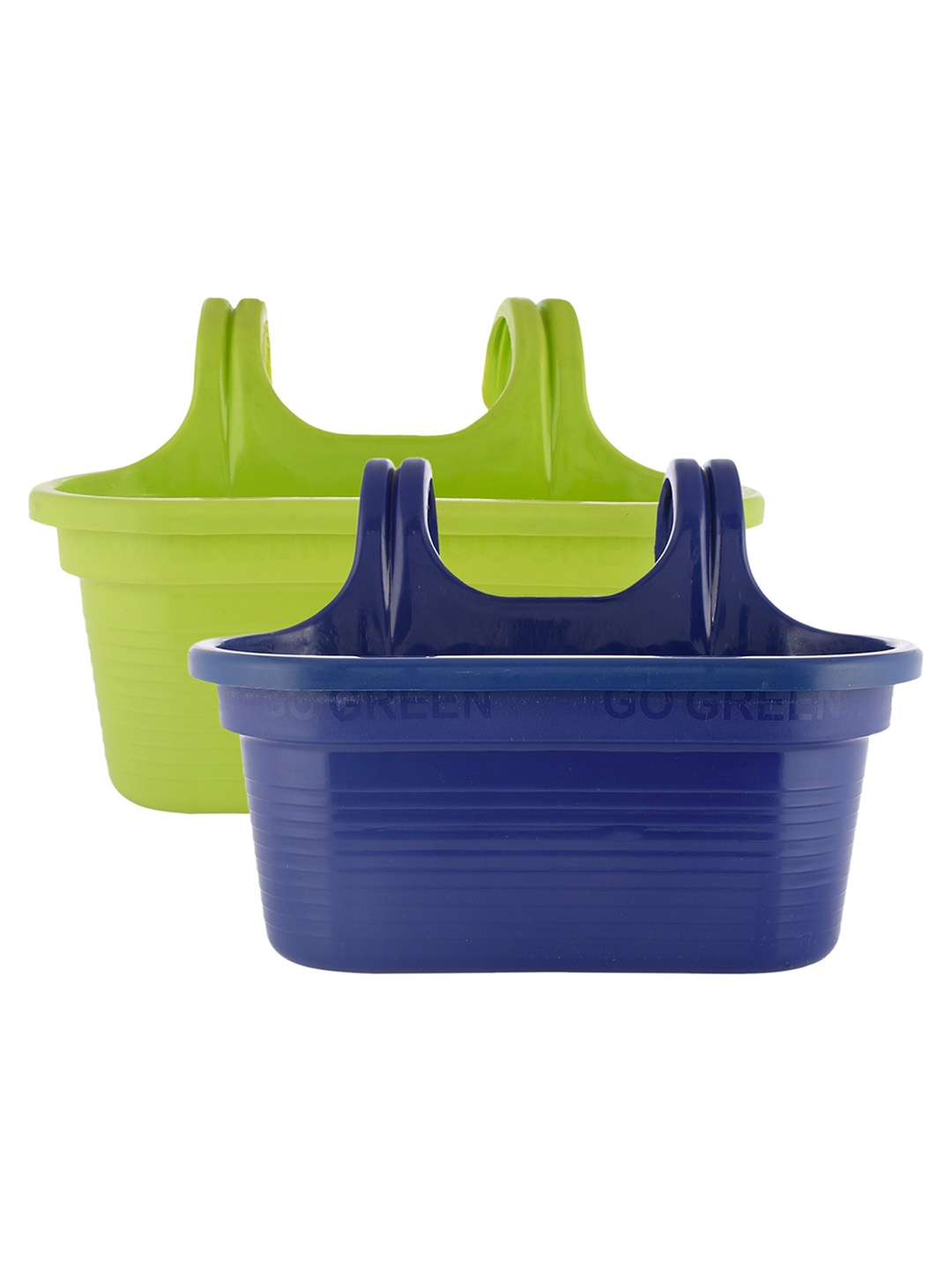 

Kuber Industries Green & Blue 2 Pieces Double Hook Planters