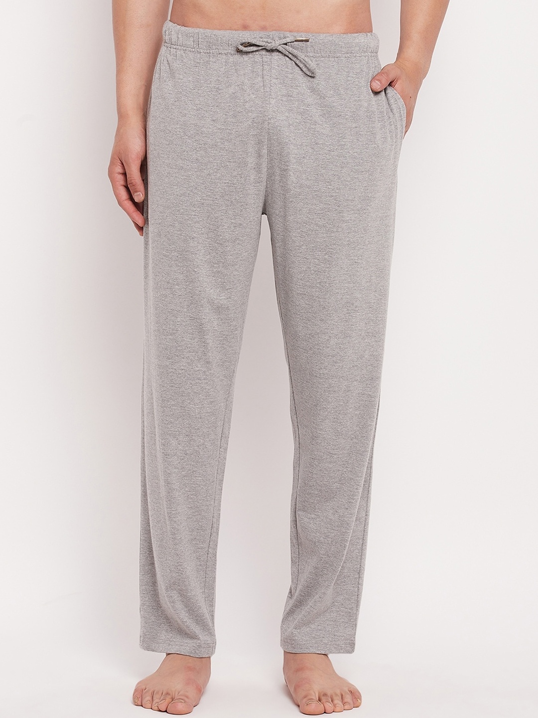 

Hypernation Men Pure Cotton Lounge Pants, Grey melange