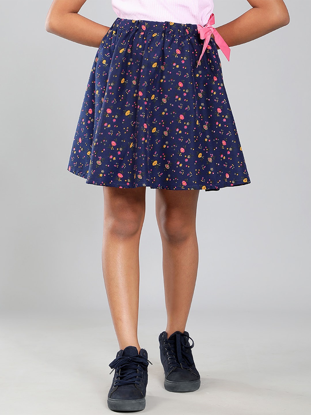 

CACA CINA Girls Printed Above Knee Length Flared Skirt, Blue