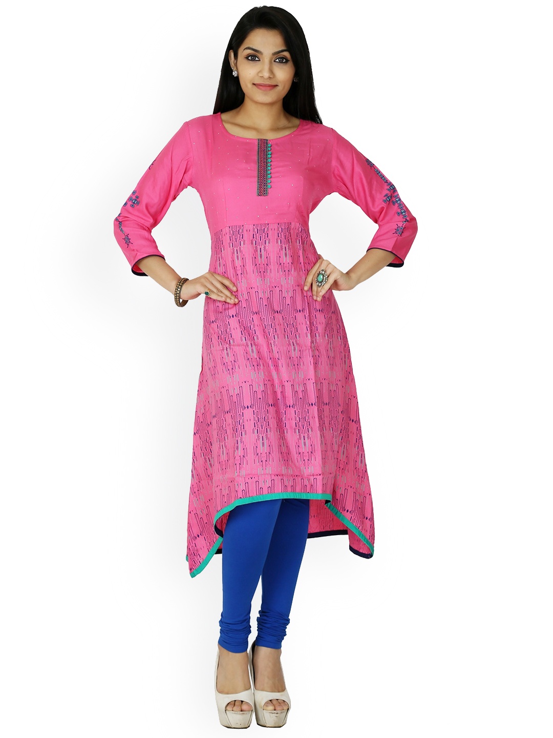 

Span Geometric Printed Kurta, Pink