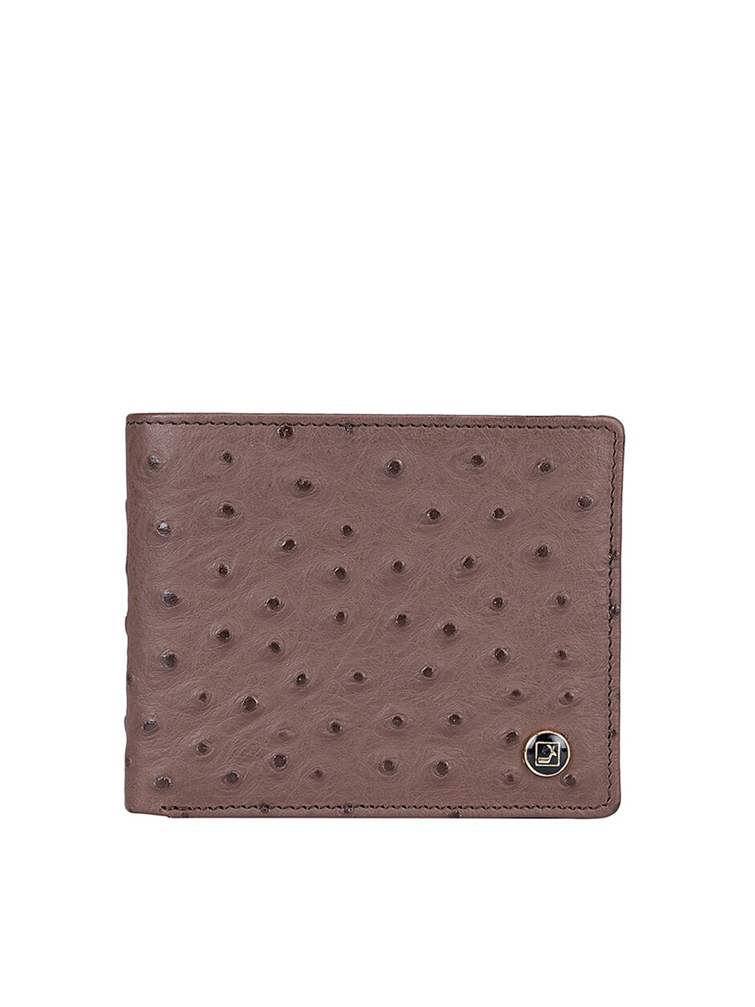 

Da Milano Men Brown Textured Leather Two Fold Wallet