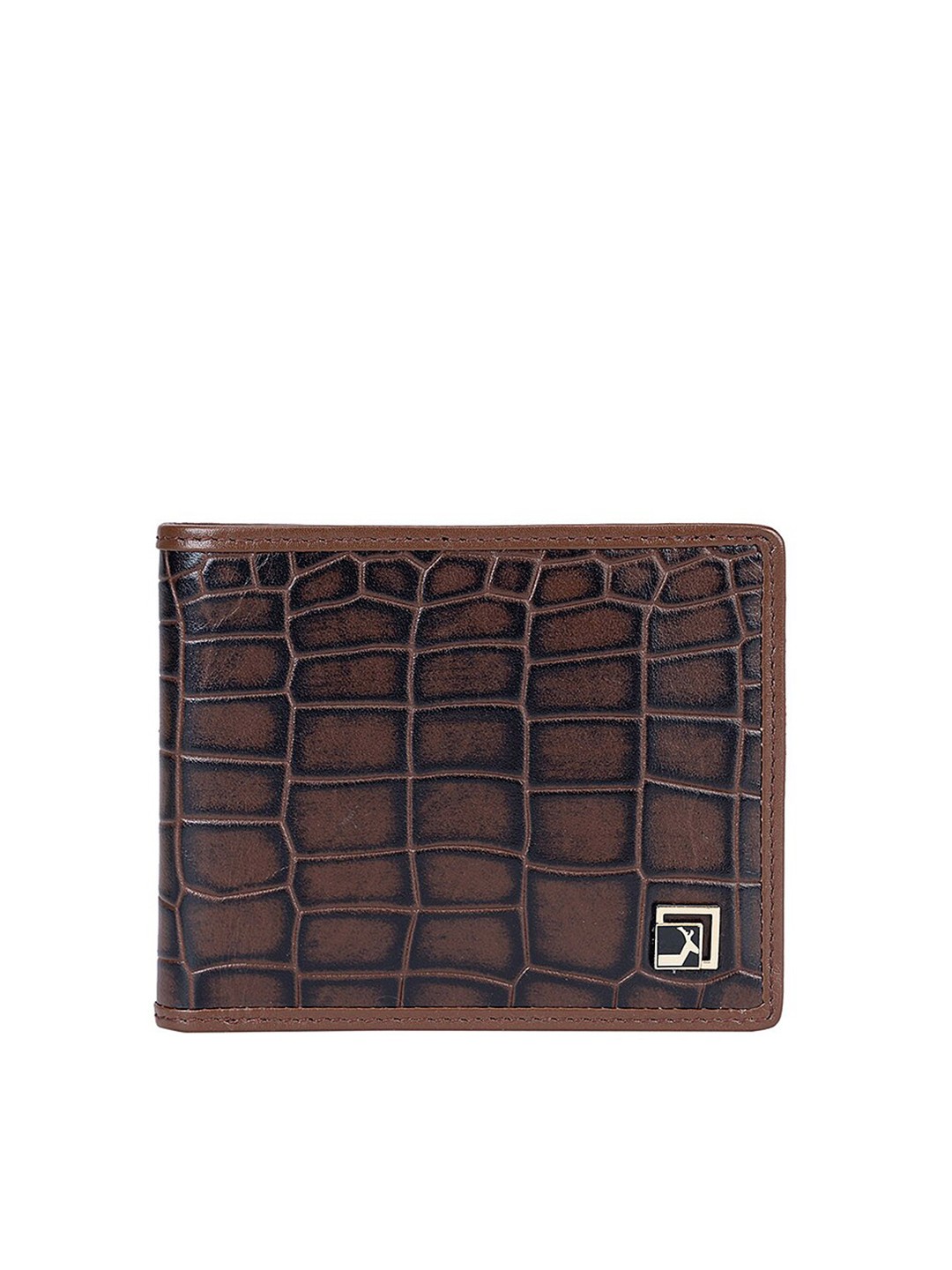 

Da Milano Men Textured Leather Two Fold Wallet with SD Card Holder, Brown