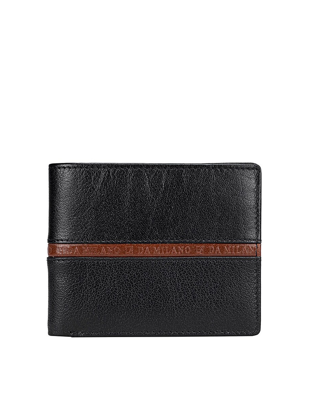 

Da Milano Men Leather Two Fold Wallet with SD Card Holder, Black