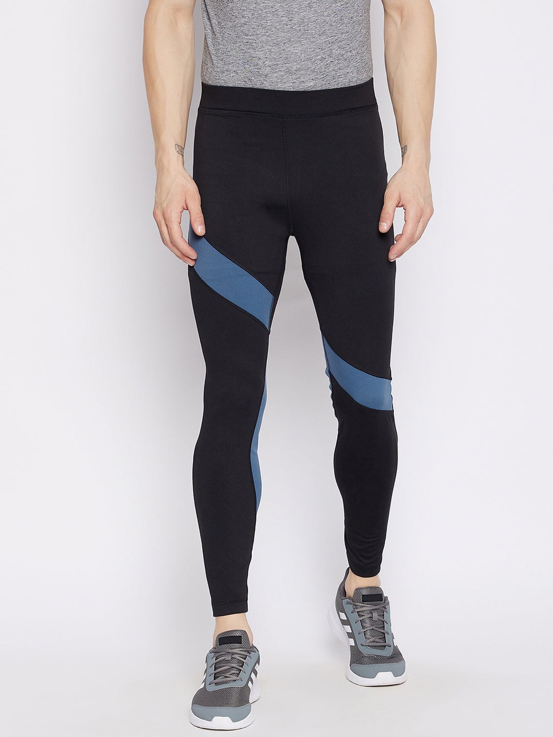 

JUMP USA Men Anti-Microbial Rapid Dry Mid-Rise Active Wear Tights, Black