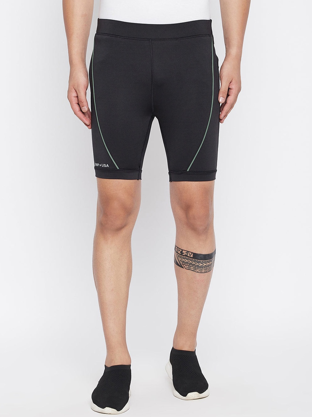 

JUMP USA Men Anti-Microbial Rapid Dry Mid Rise Active Wear Tights, Black