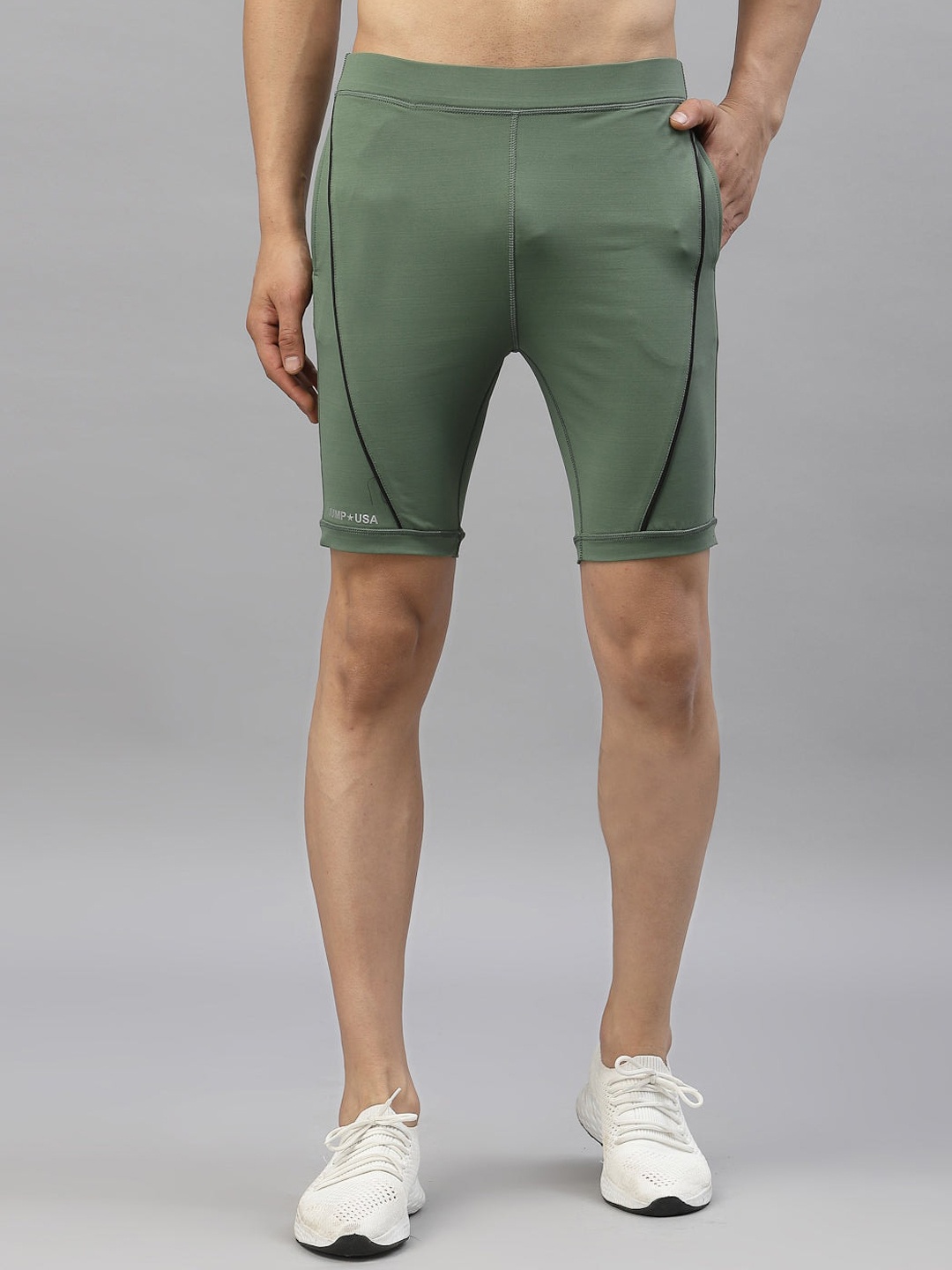 

JUMP USA Men Anti-Microbial Rapid Dry Training Short Tights, Olive