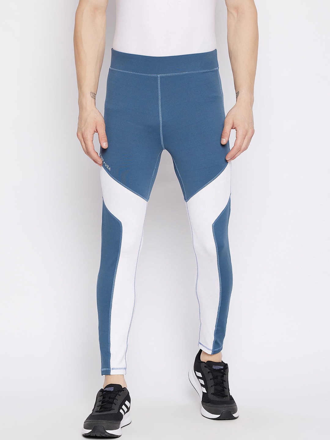 

JUMP USA Men Color-Blocked Rapid Dry Workout Tights, Blue