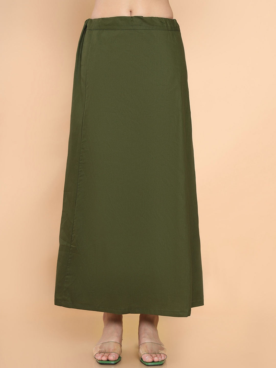

Soch Mid-Rise Cotton A-Line Saree Petticoat, Olive