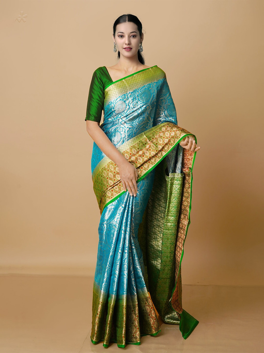 

Unnati Silks Floral Woven Design Zari Banarasi Saree, Blue