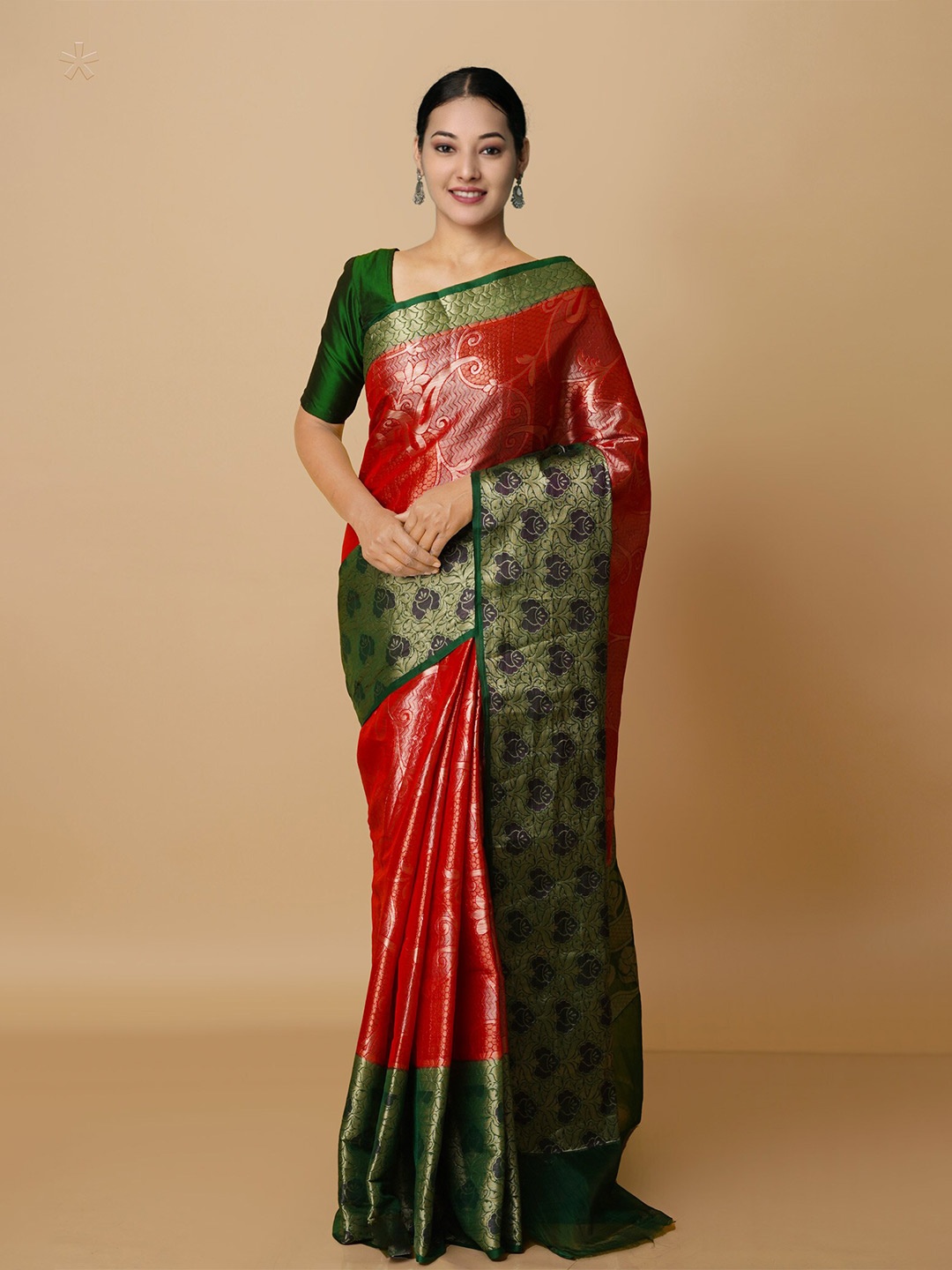 

Unnati Silks Woven Design Zari Banarasi Saree, Red
