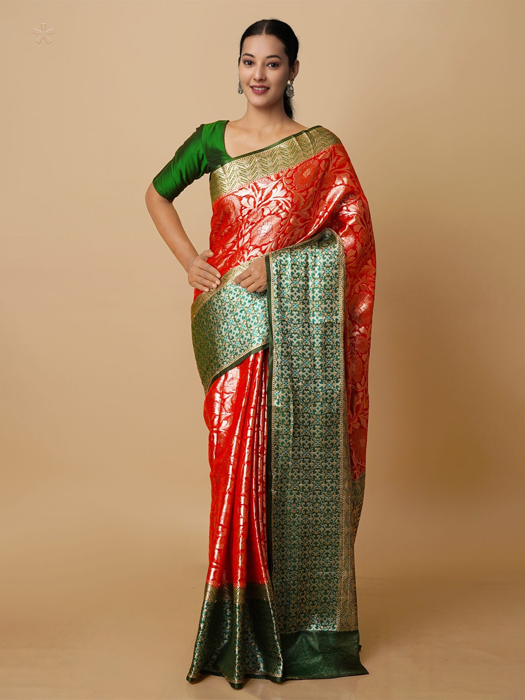 

Unnati Silks Woven Design Zari Banarasi Saree, Red