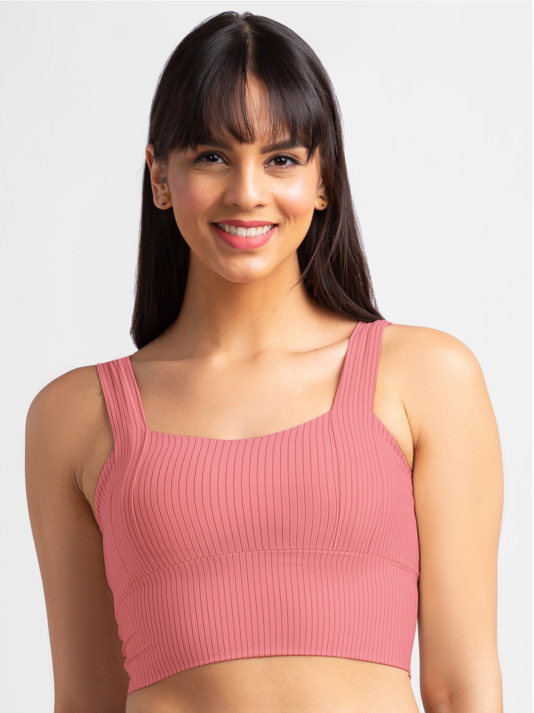 

FashionRack Striped Removable Padding Non-Wired Bralette Bra, Pink