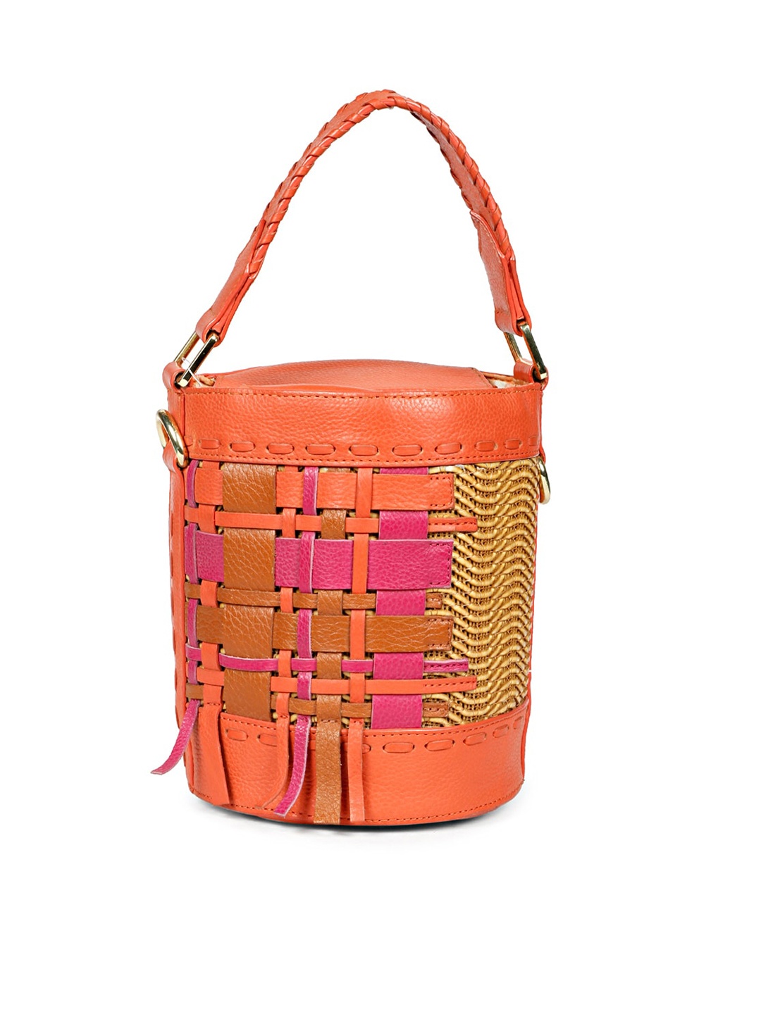 

Saint G Textured Leather Structured Handheld Bag, Orange