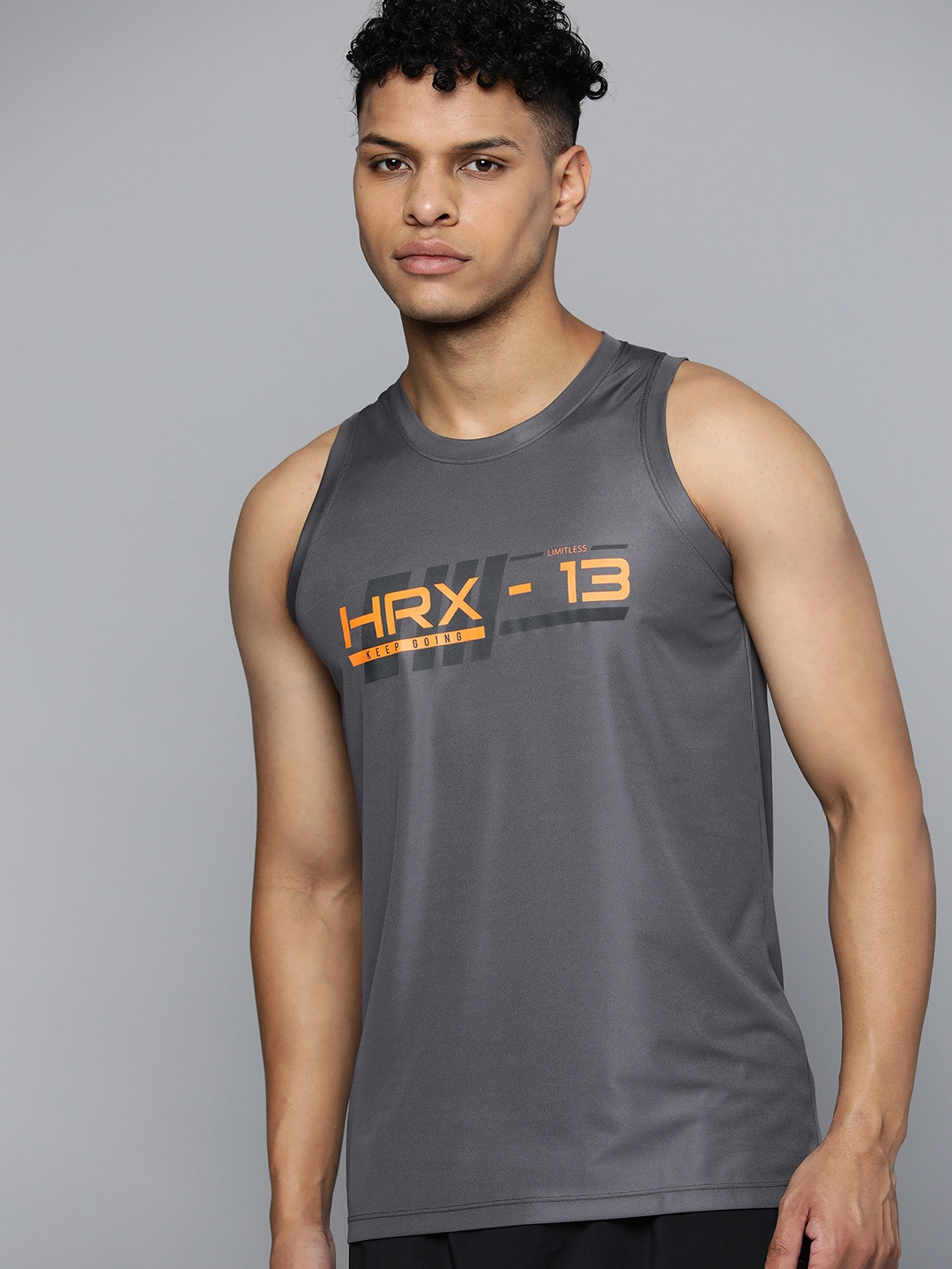 

HRX by Hrithik Roshan Printed Rapid-Dry Training or Gym T-shirt, Grey