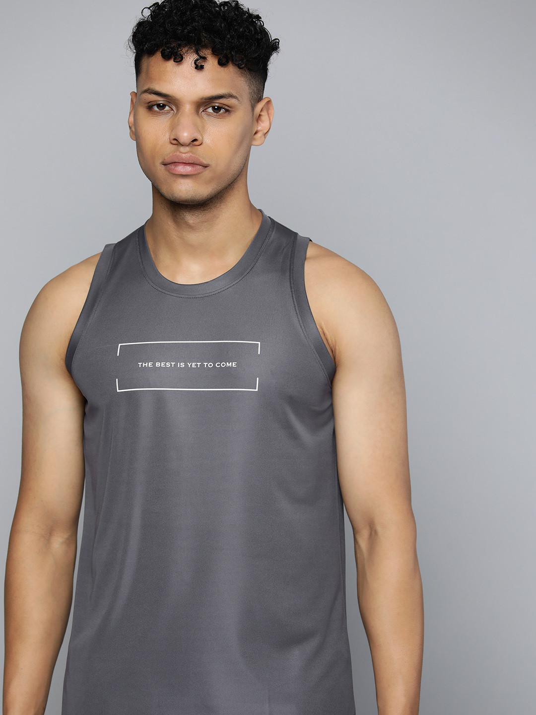 

HRX by Hrithik Roshan Typography Printed Training or Gym T-shirt, Grey