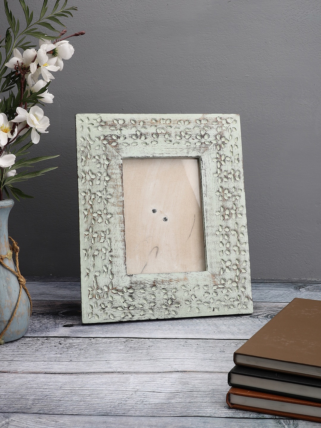 

MIAH Decor Green Wood Table Photo Frames, Grey