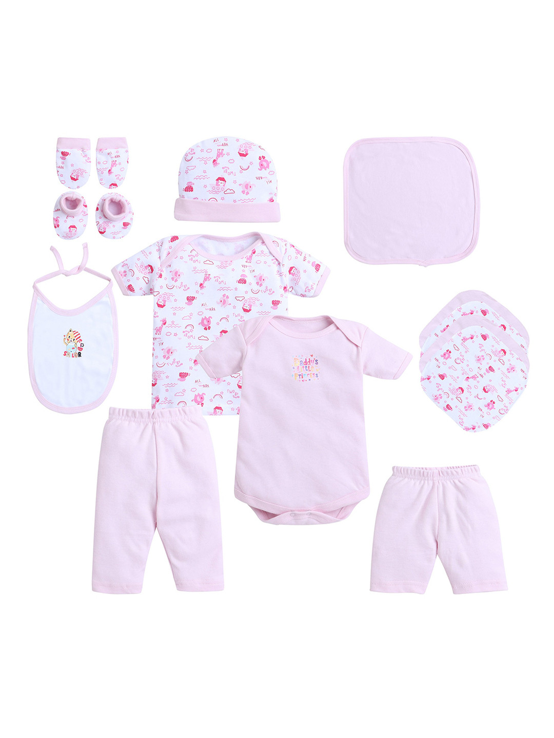 

EIO Infants 13 Pcs Pure Cotton Baby Apparel Gift Set, Pink