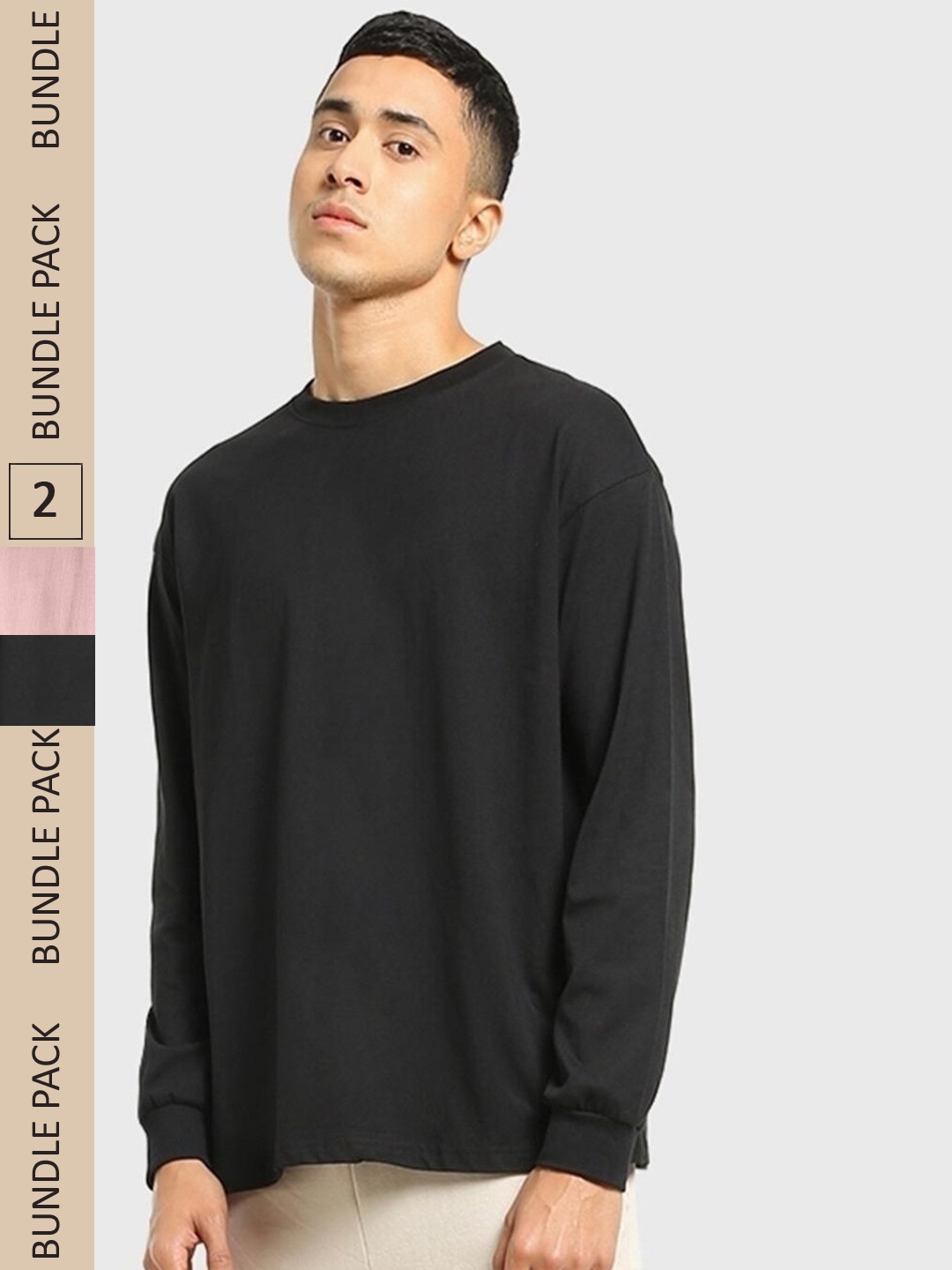 

Bewakoof Pack Of 2 Drop-Shoulder Sleeves Cotton Oversized T-shirts, Black
