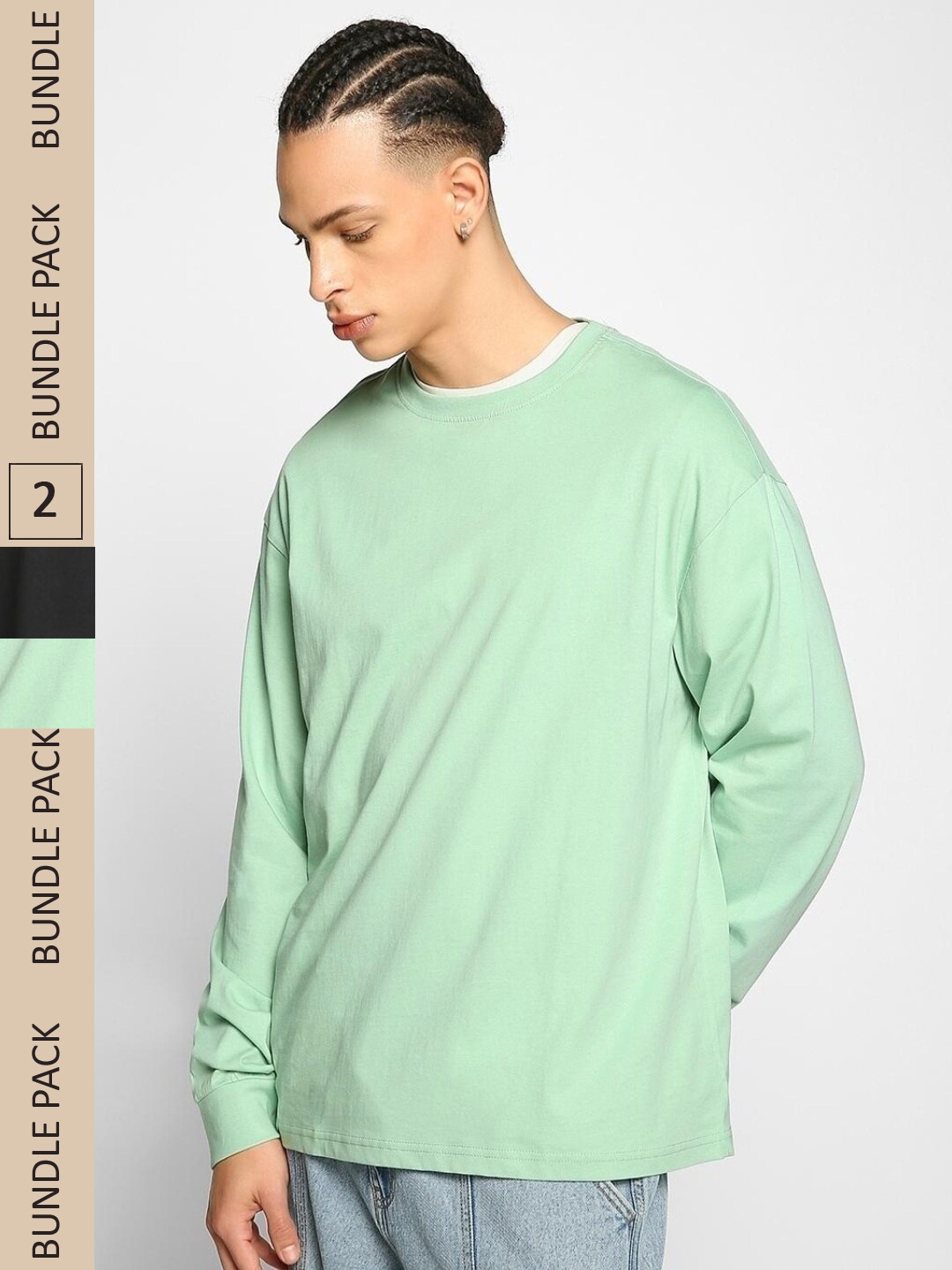 

Bewakoof Pack of 2 Bird Egg Oversized T-shirts, Sea green