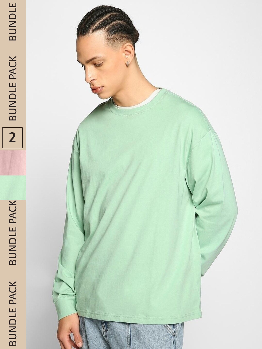 

Bewakoof Pack of 2 Bird Egg Oversized T-shirts, Green