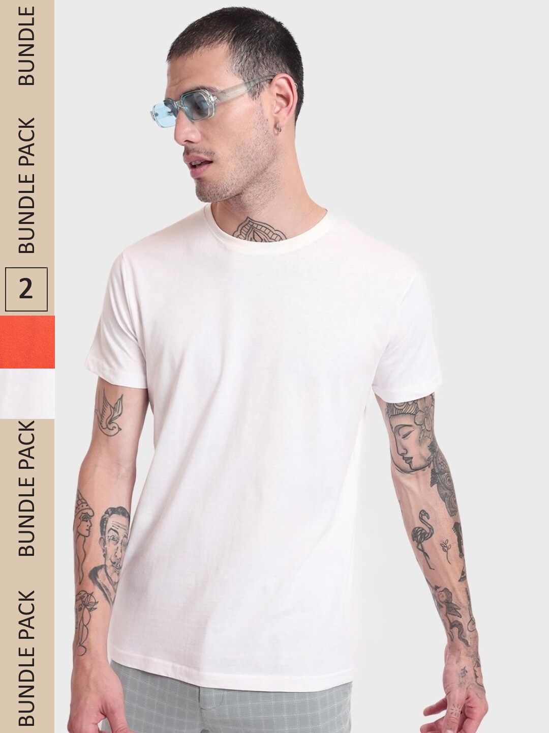

Bewakoof Pack Of 2 Cotton T-shirt, White