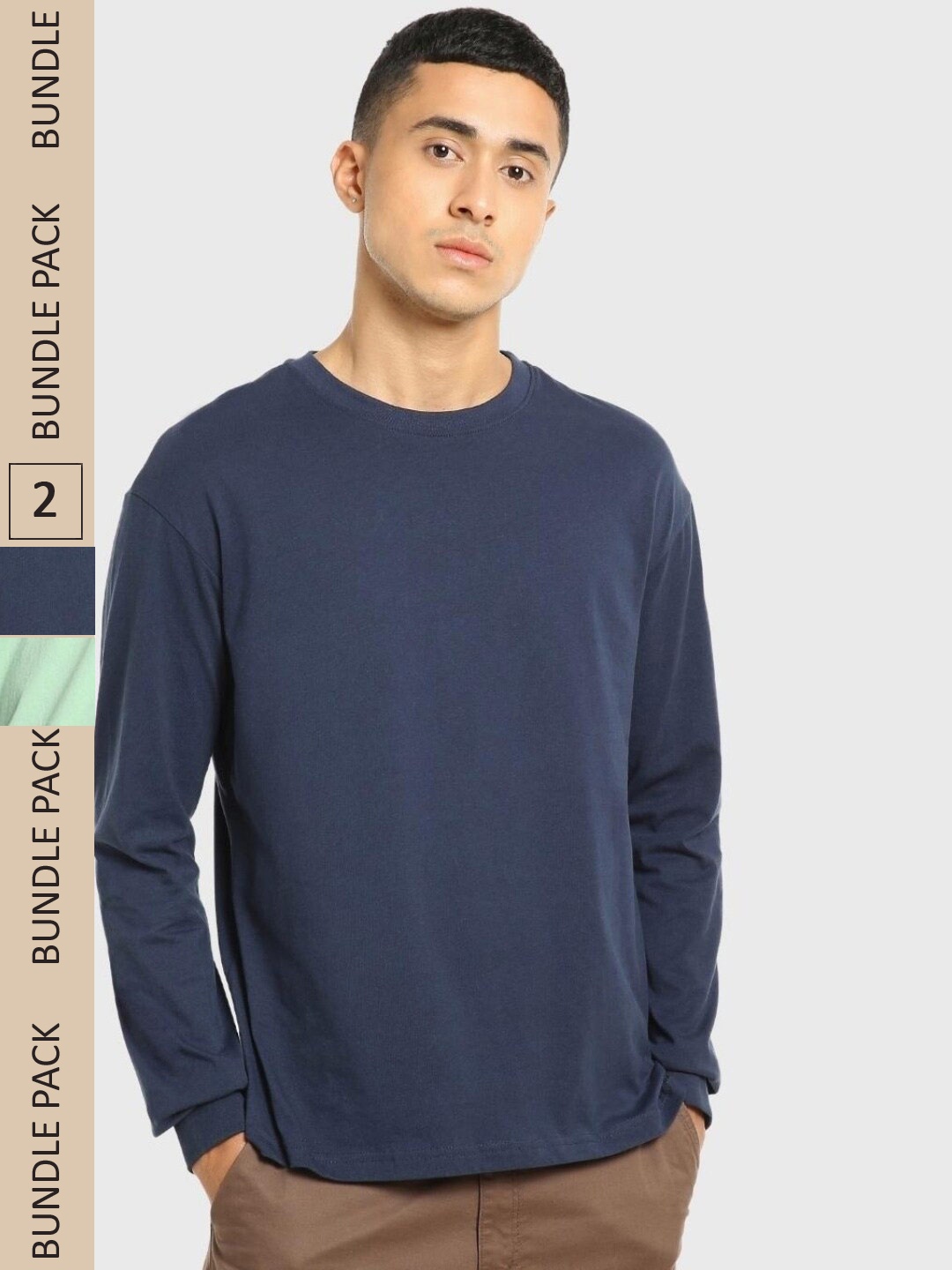 

Bewakoof Pack of 2 Bird Egg Oversized T-shirt, Navy blue