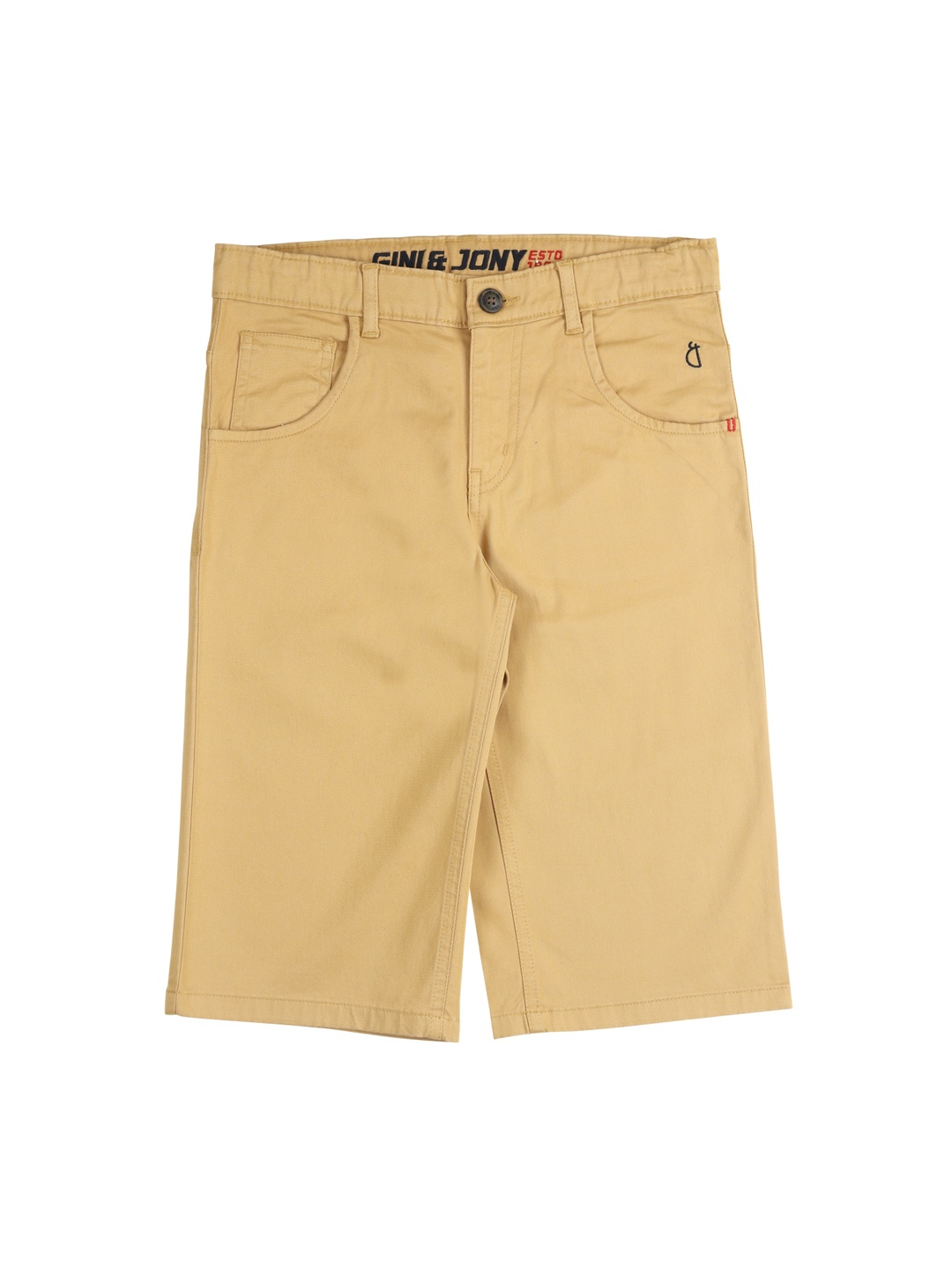 

Gini and Jony Boys Mid-Rise Knee Length Cotton Shorts, Beige