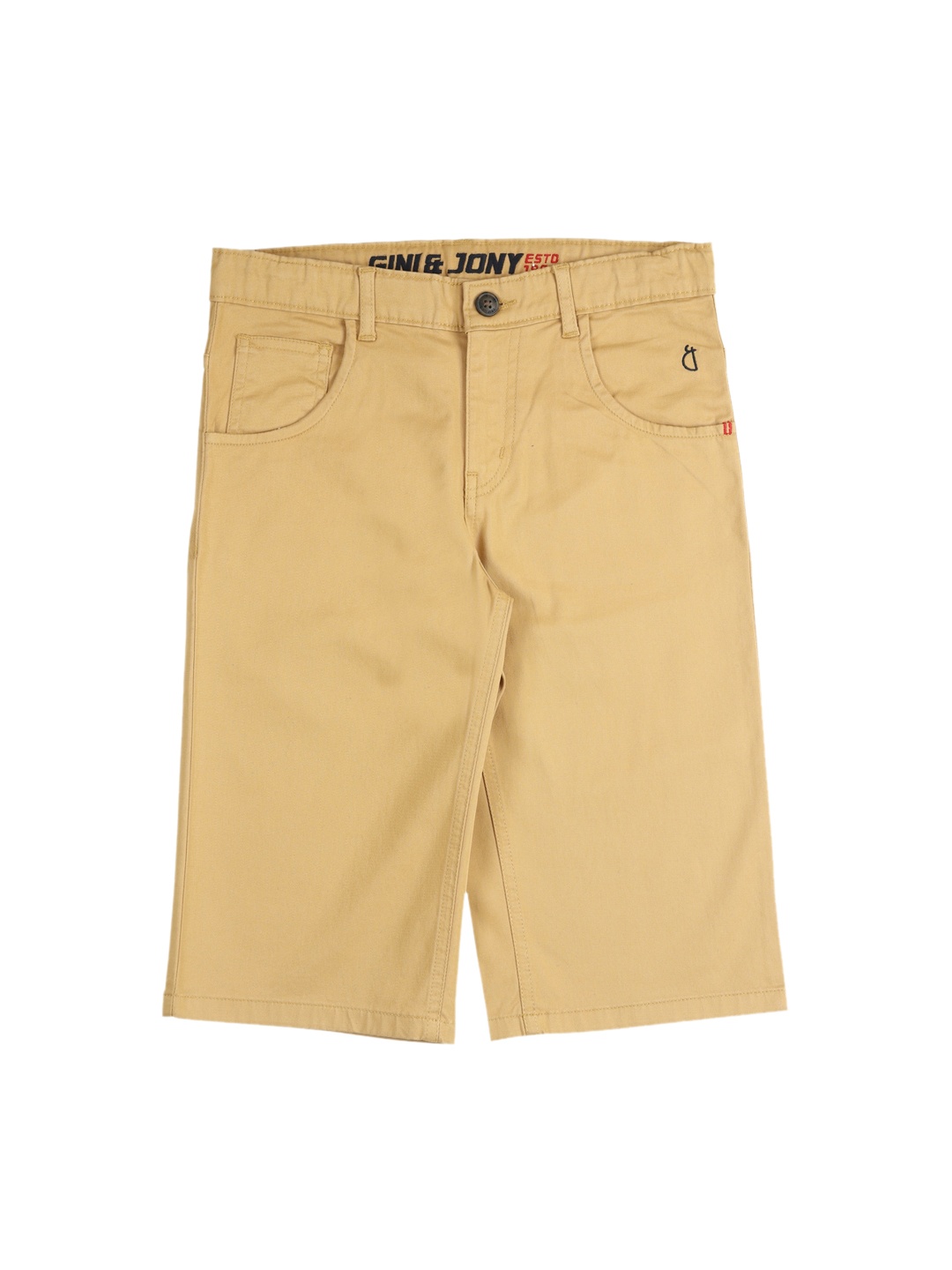 

Gini and Jony Boys Mid-Rise Knee Length Cotton Shorts, Yellow