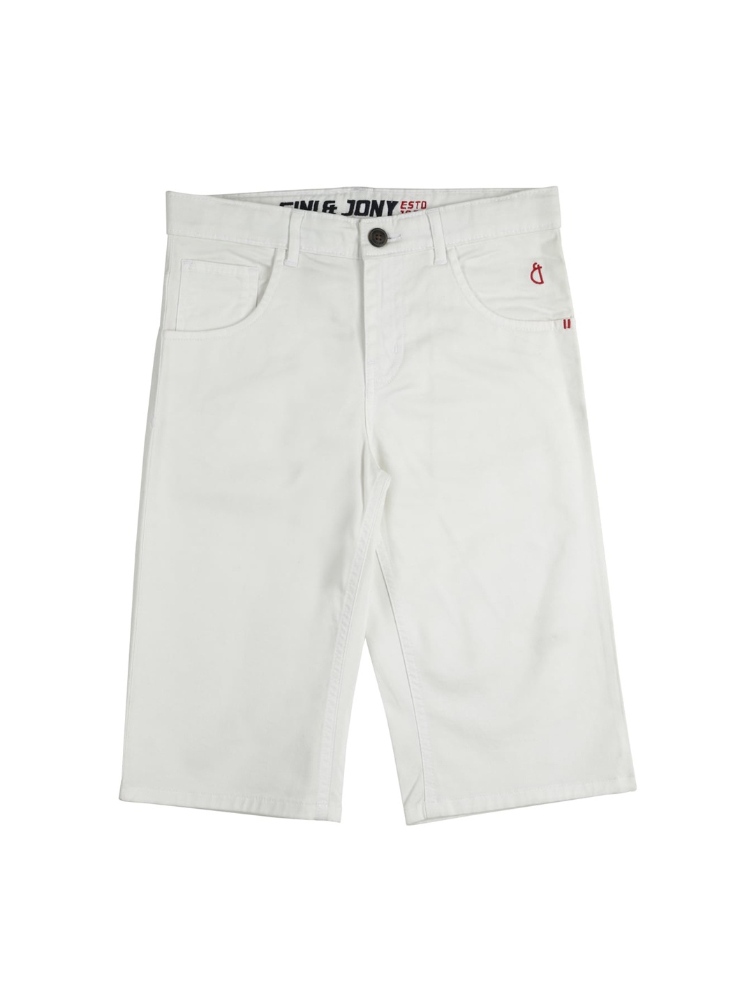 

Gini and Jony Boys Mid-Rise Knee Length Cotton Shorts, White