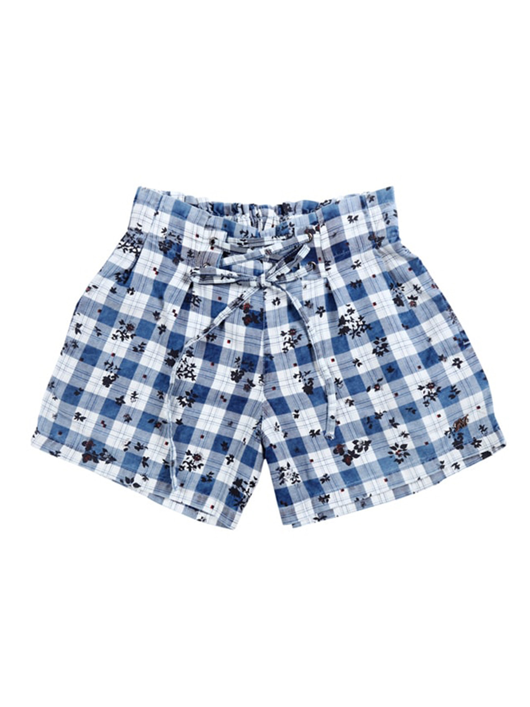 

Gini and Jony Infant Girls Checked Cotton Shorts, Blue