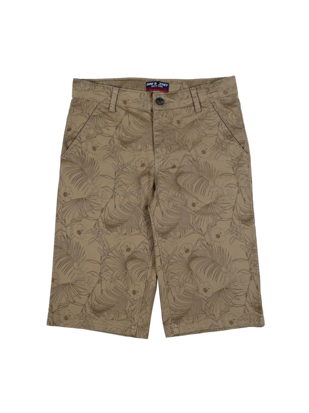 

Gini and Jony Boys Brown Printed Shorts