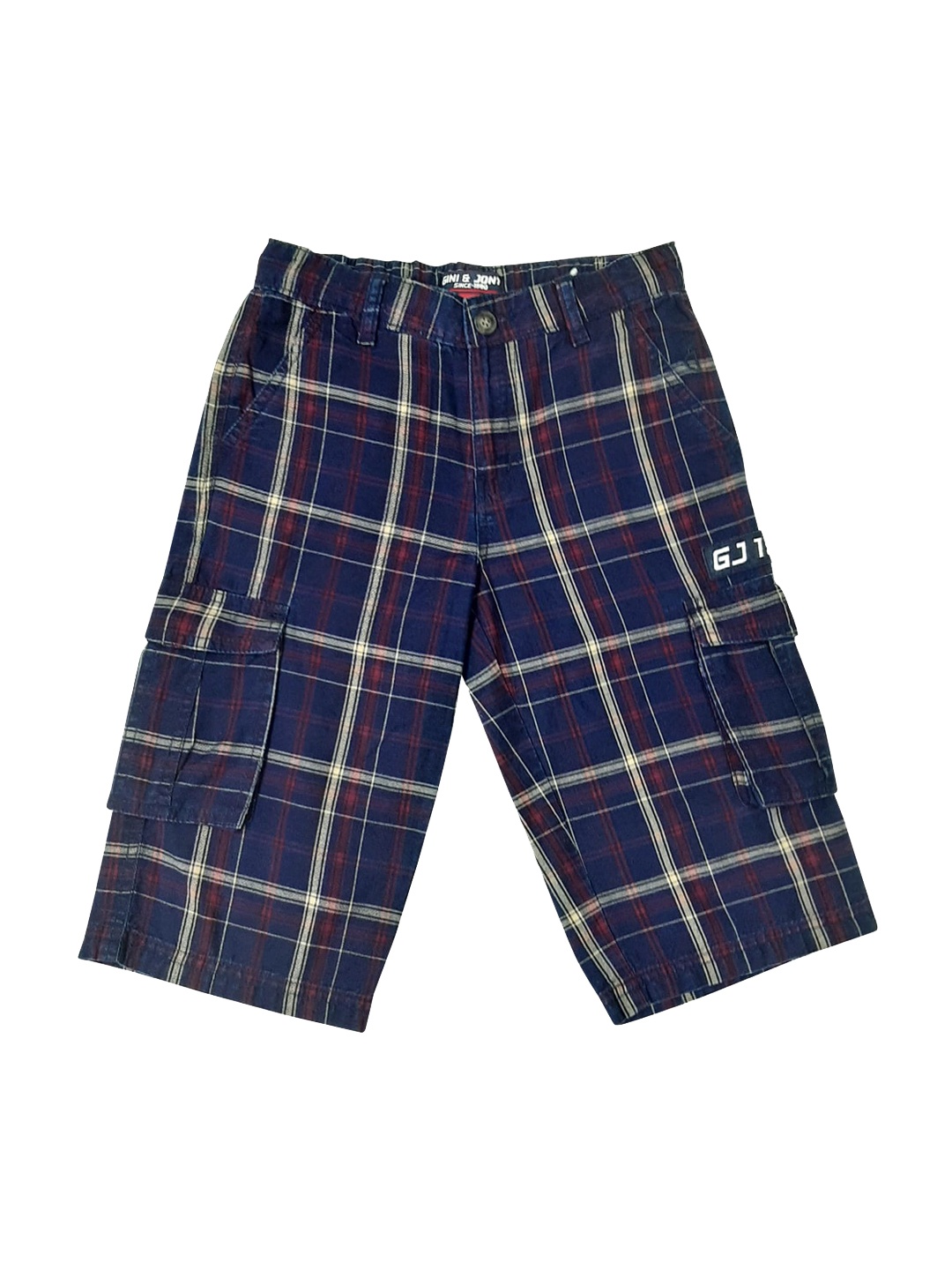 

Gini and Jony Boys Checked Cargo Cotton Shorts, Navy blue