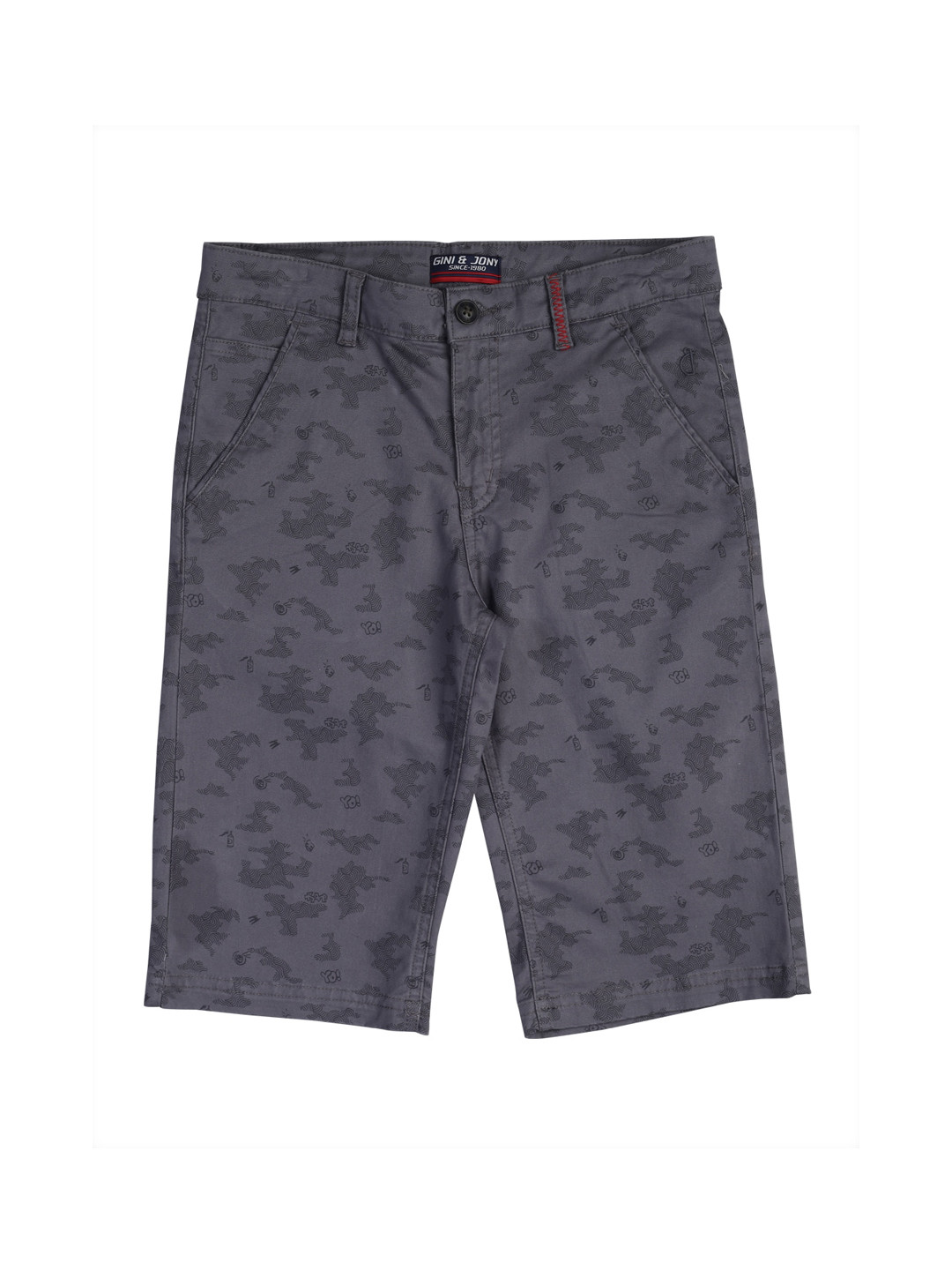 

Gini and Jony Boys Camouflage Printed Cotton Chino Shorts, Olive