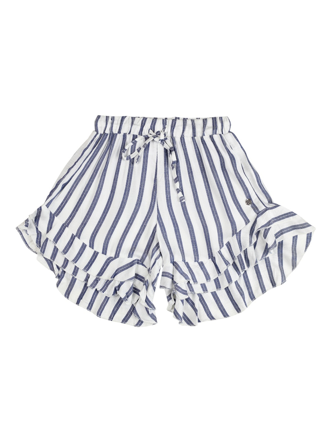 

Gini and Jony Girls Striped Mid-Rise Cotton Shorts, White