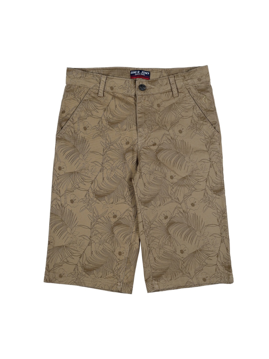 

Gini and Jony Boys Floral Printed Bermuda Shorts, Brown