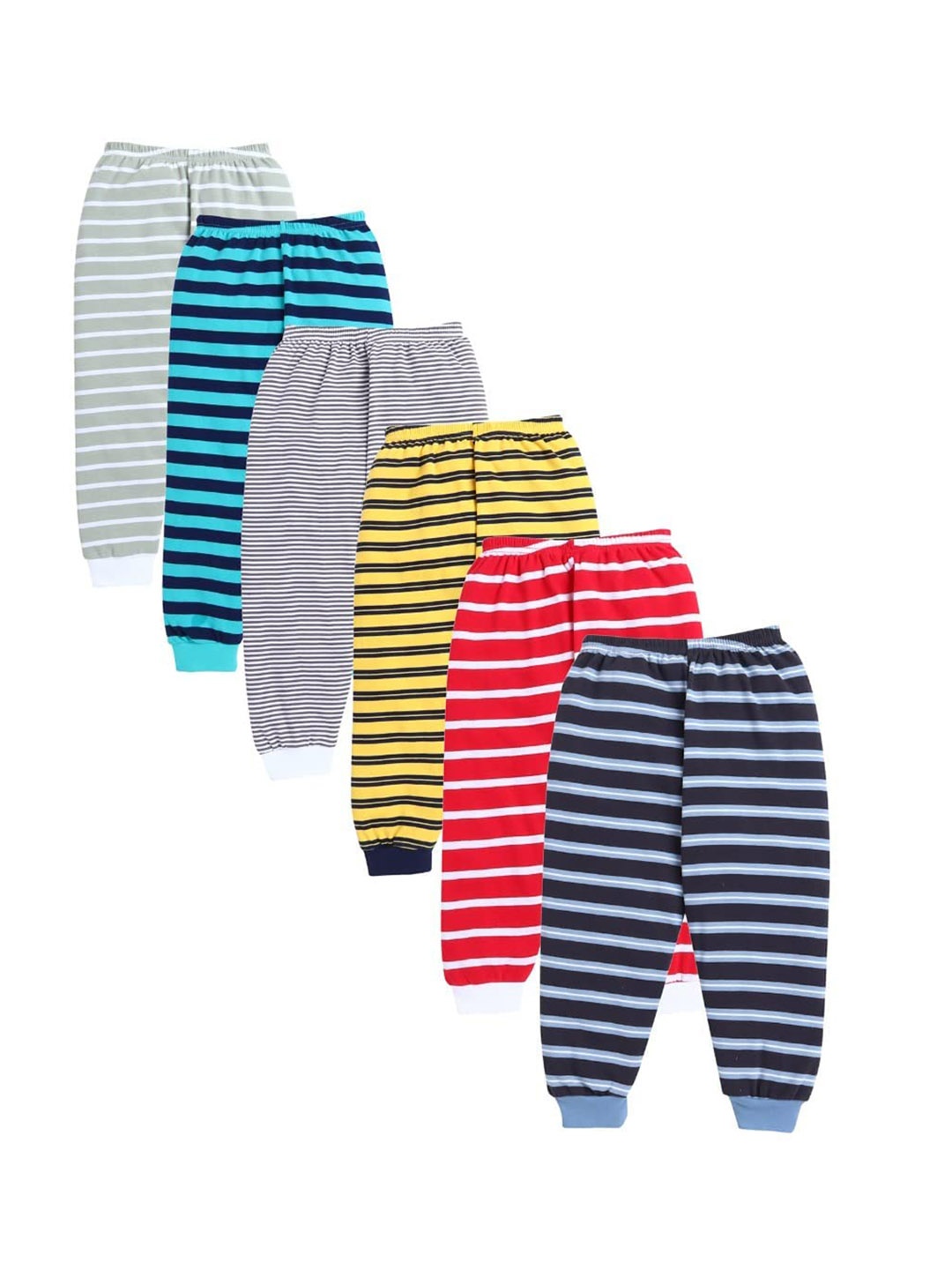 

EIO Kids Pack of 6 Striped Pure Cotton Joggers, Blue