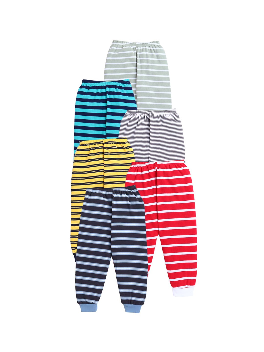 

EIO Infants Pack of 6 Striped Pure Cotton Joggers, Multi