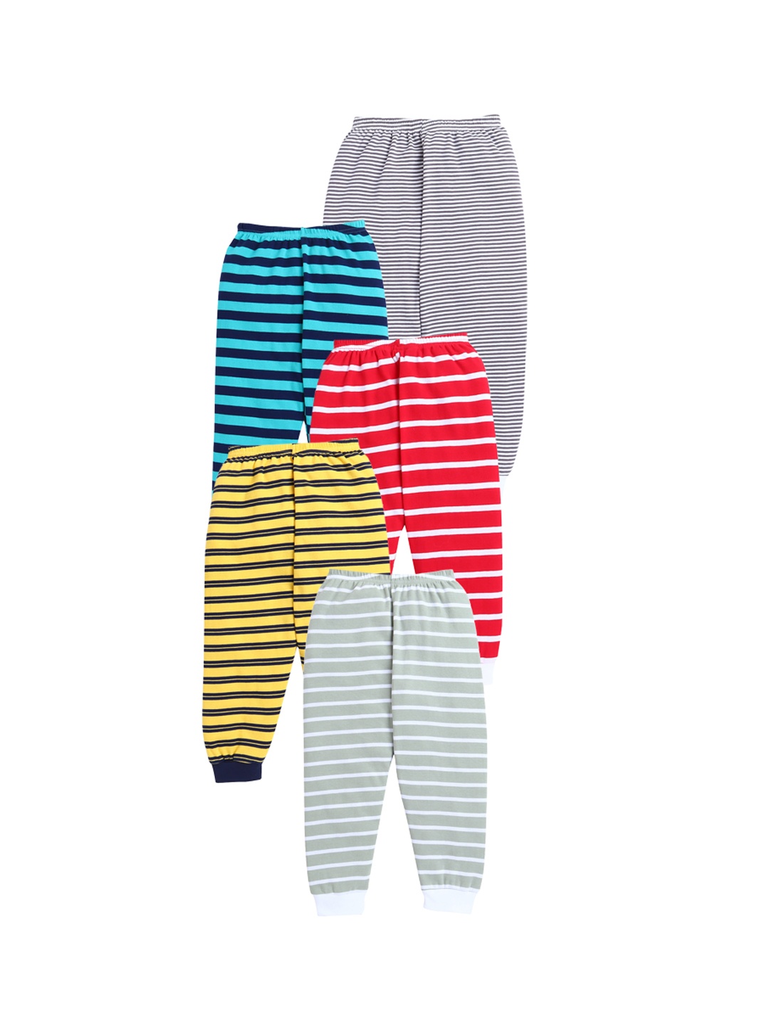 

EIO Kids Pack of 6 Striped Pure Cotton Joggers, Multi