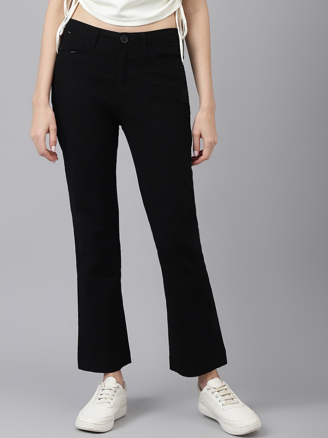 

Xpose Women Comfort High-Rise Bootcut Trousers, Black