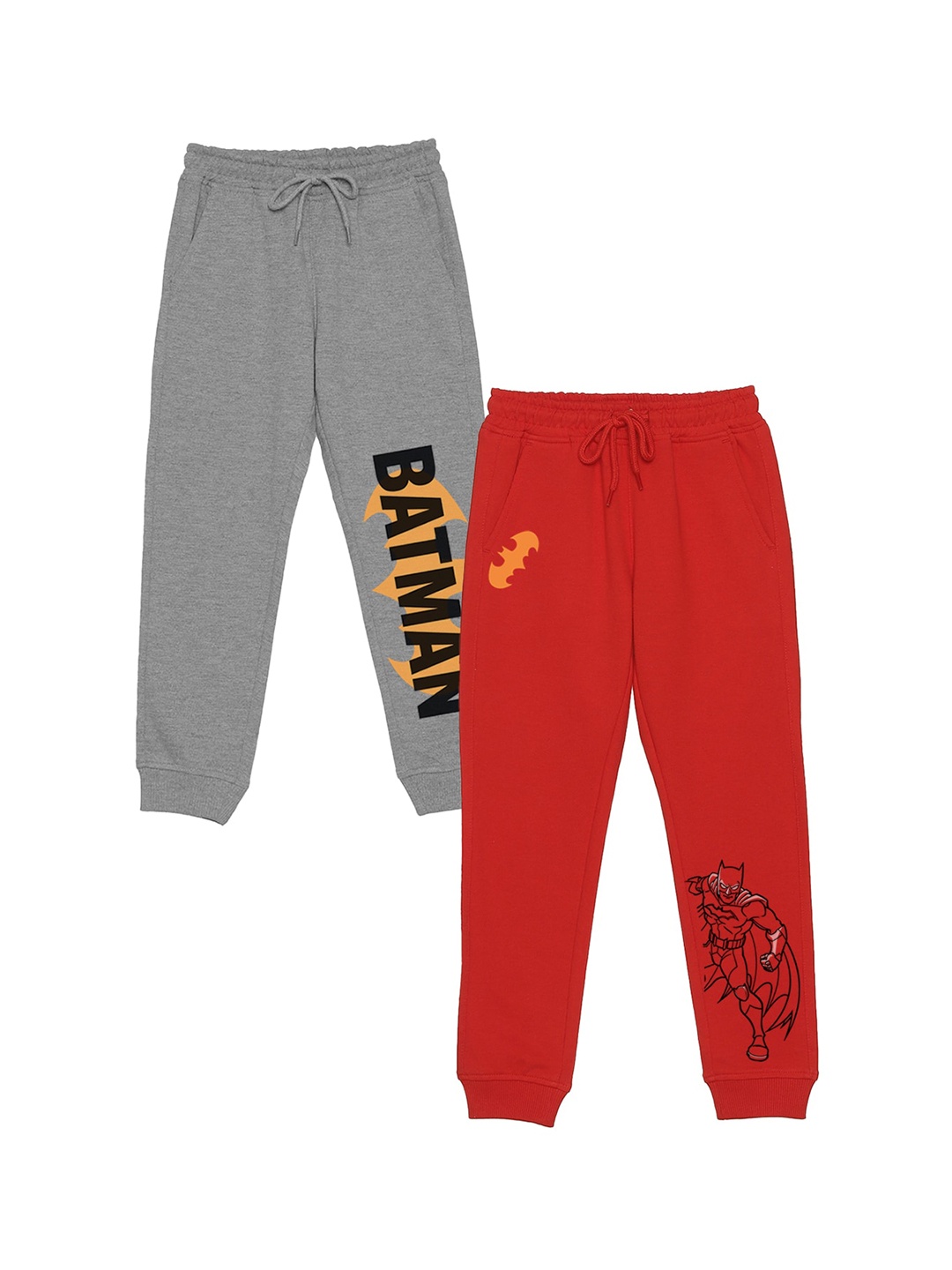 

DC by Wear Your Mind Kids Pack Of 2 Printed Cotton Joggers, Grey