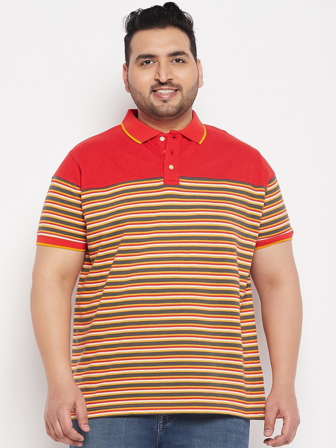 

bigbanana Plus Size Polo Collar Pure Cotton Bio Finished T-shirt, Red