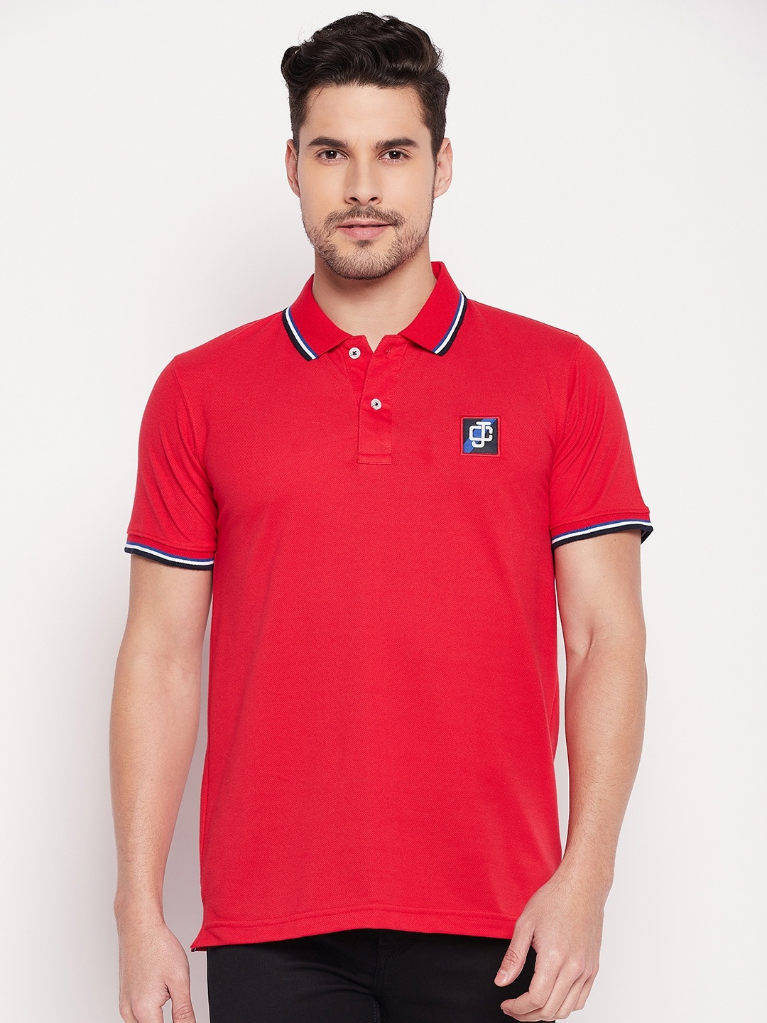 

Camey Men Polo Collar T-shirt, Red