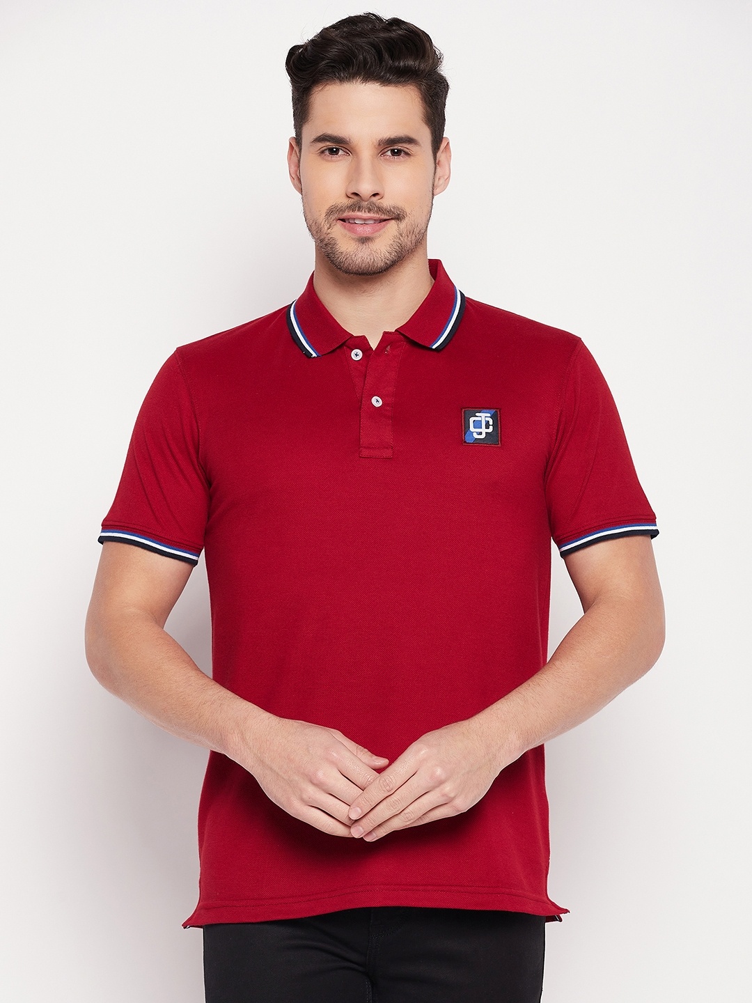 

Camey Polo Collar Cotton T-shirt, Red